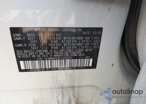 2020 Subaru Ascent Touring из США, поврежденный, VIN 4S4WMARD0L3462261